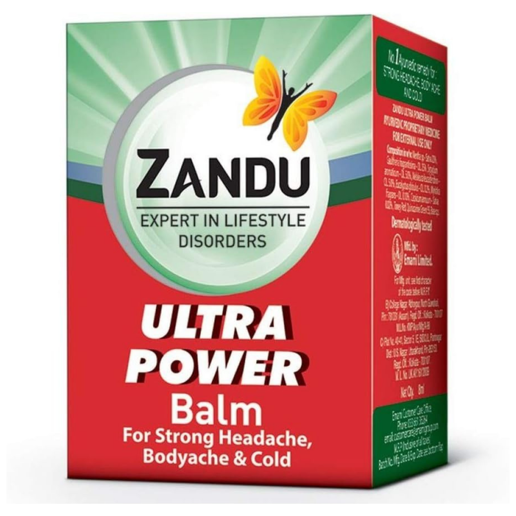 Zandu Ultra Power Balm packaging on a white background