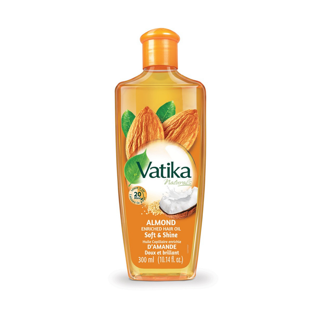 Vatika Almond Enriched Hair Oil bottle on a white background