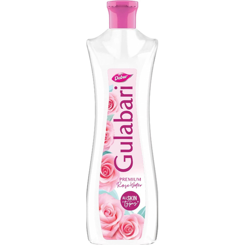 Gulabari bottle with pink roses on a white background
