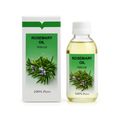 Rosemary oil bottle and packaging on a white background