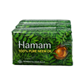Pack of Hamam 100% Pure Neem Oil soap bars on a white background