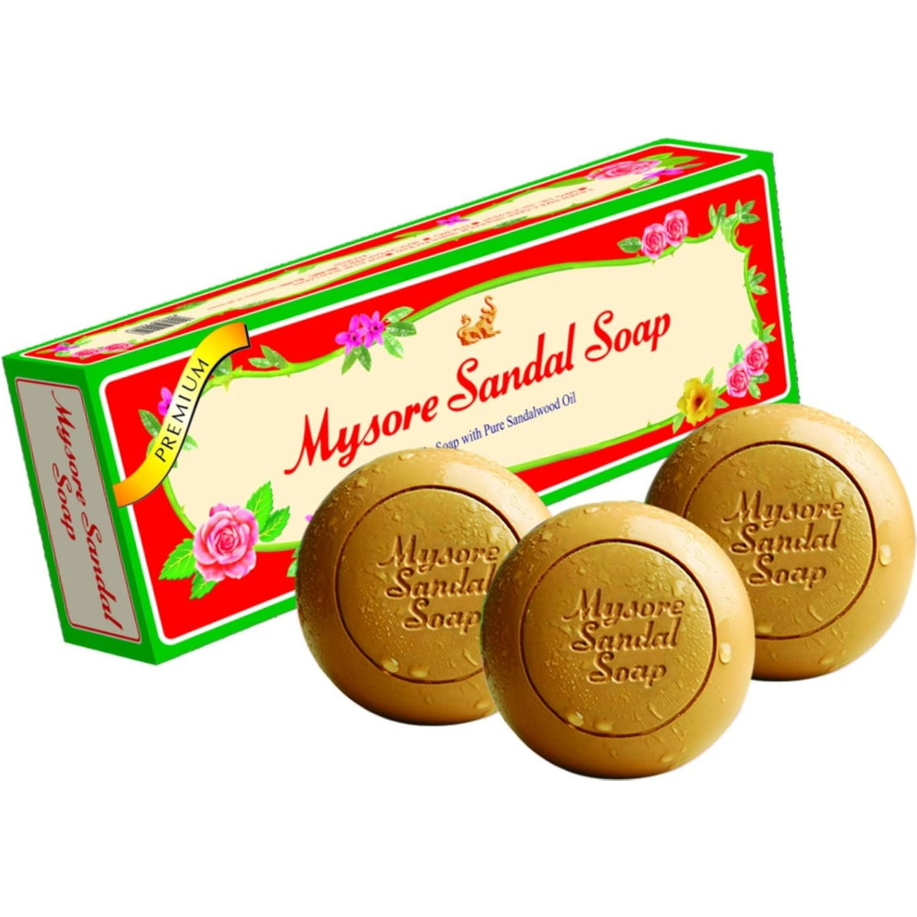 Mysore Sandal Soap with packaging on a white background