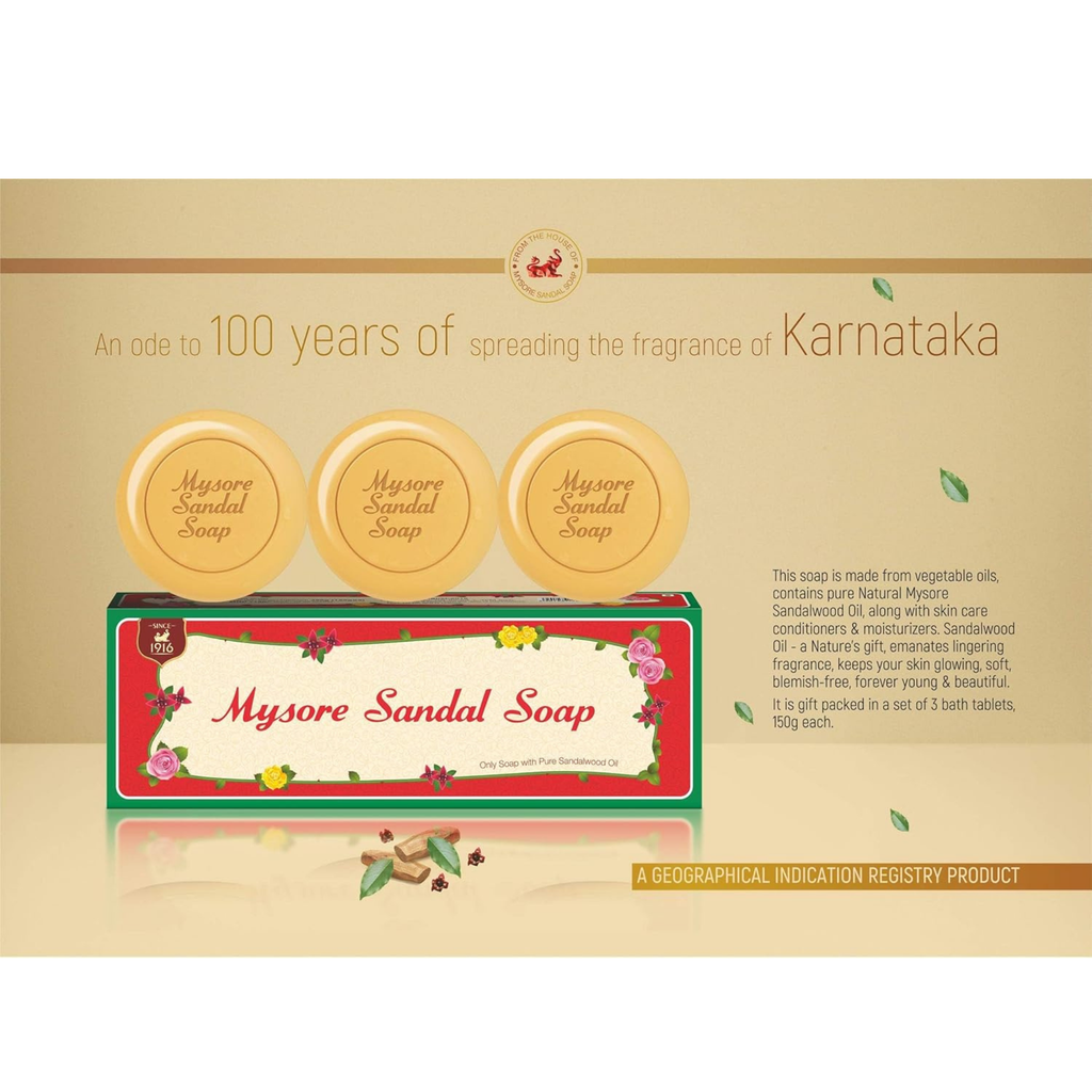 Advertisement of Mysore Sandal Soap with its benefits