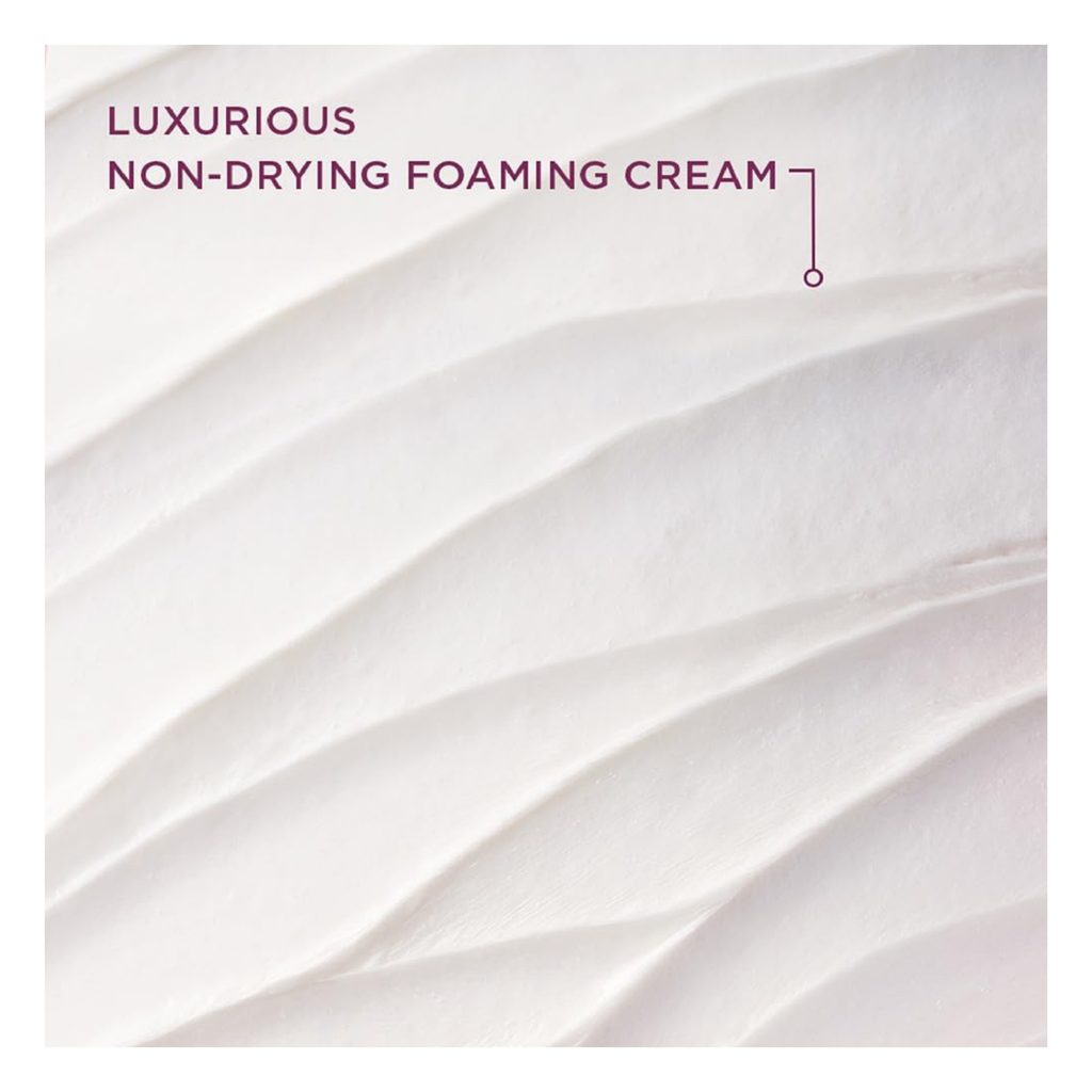 Luxurious non-drying foaming cream with text on a white background