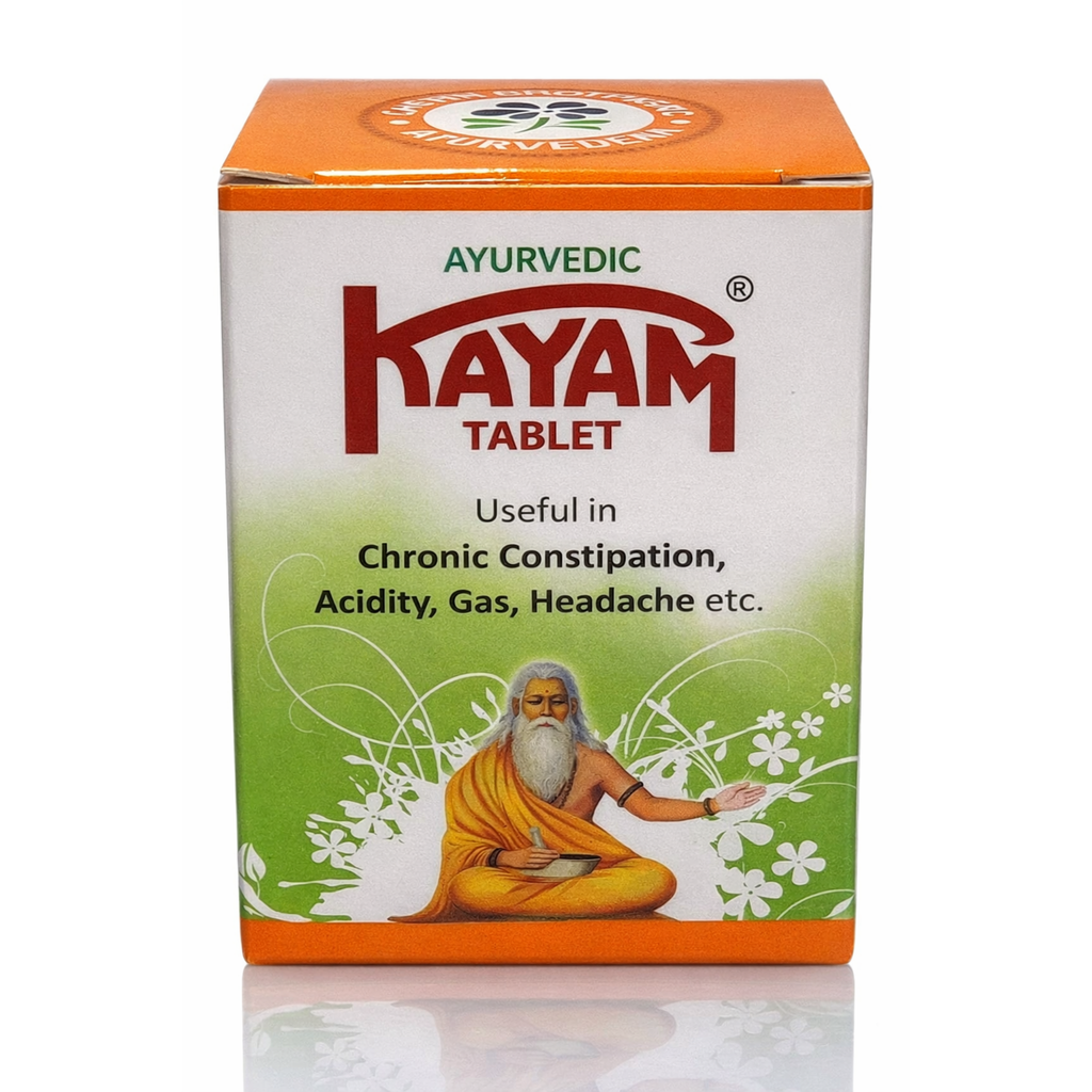 Kayam Ayurvedic tablet box with a white background