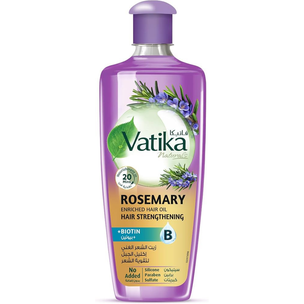 Vatika Rosemary Enriched Hair Oil bottle on a white background