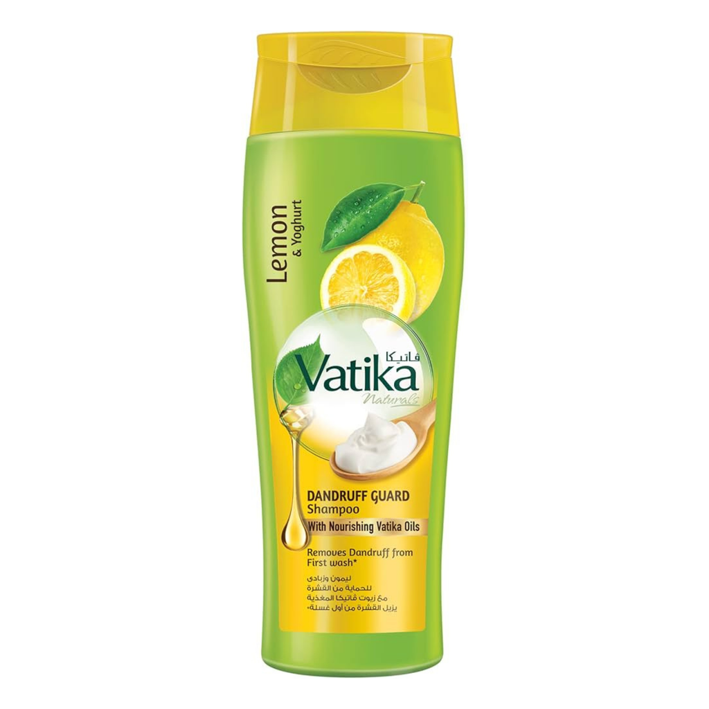 Vatika Lemon & Neem shampoo bottle on a white background