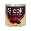 Can of Sleek chocolate wax on a white background