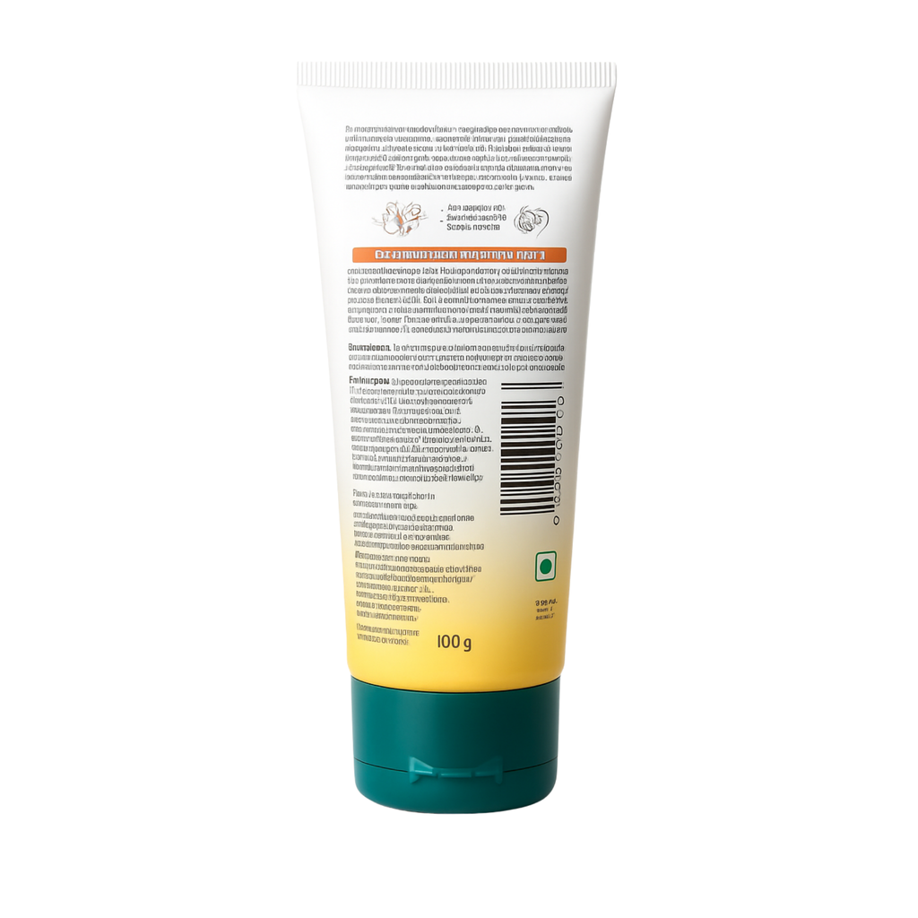 Tube of cream with label on a white background