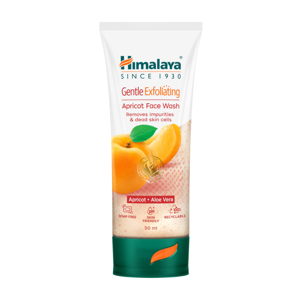Himalaya Gentle Exfoliating Apricot Face Wash tube on a white background