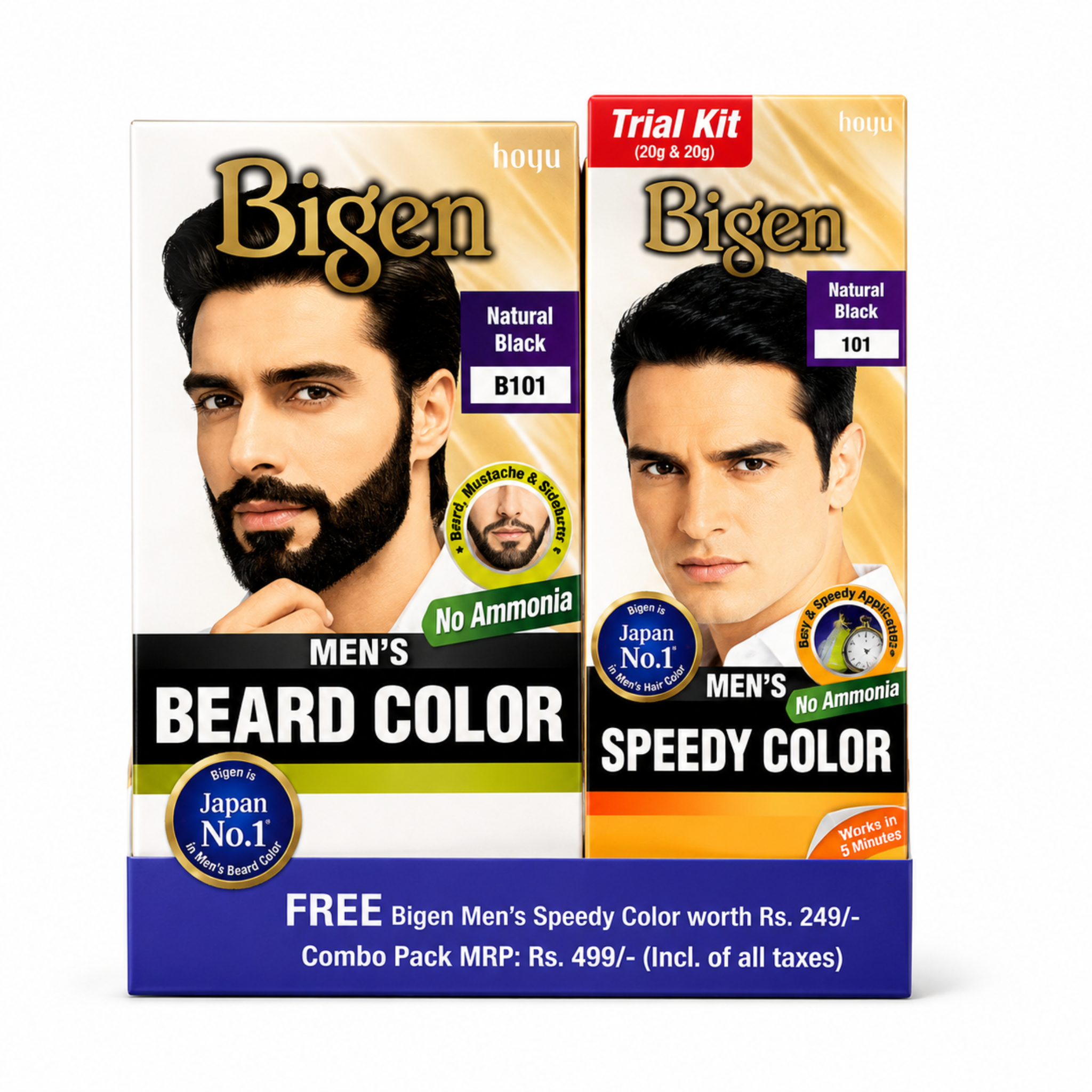Two Bigen men's hair color products on a white background