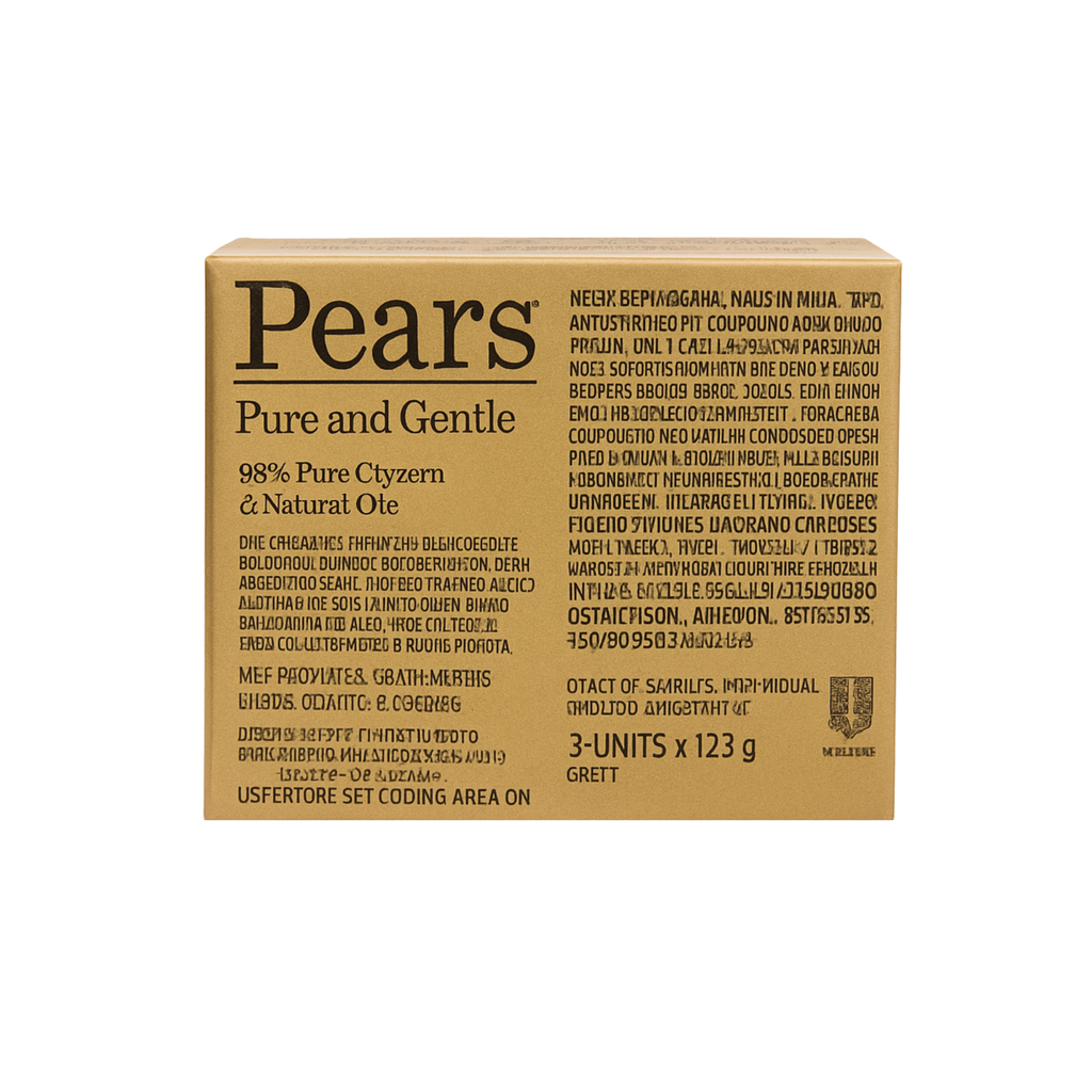 Pears Pure and Gentle soap packaging on a white background