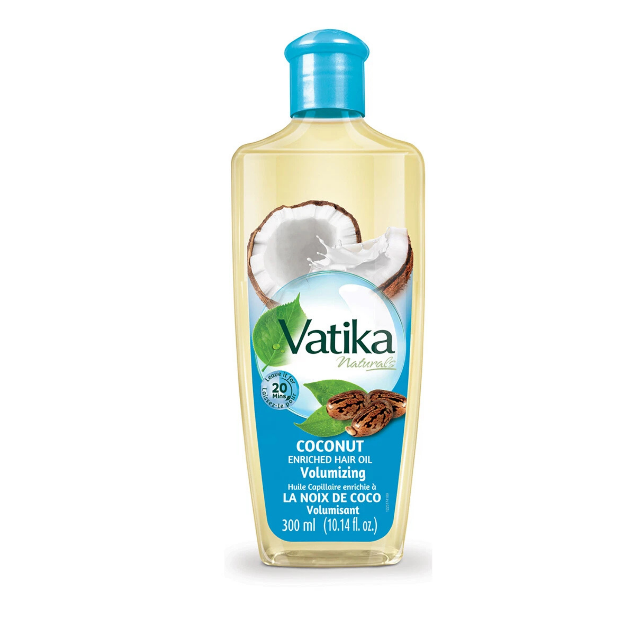 Vatika coconut enriched hair oil bottle on a white background
