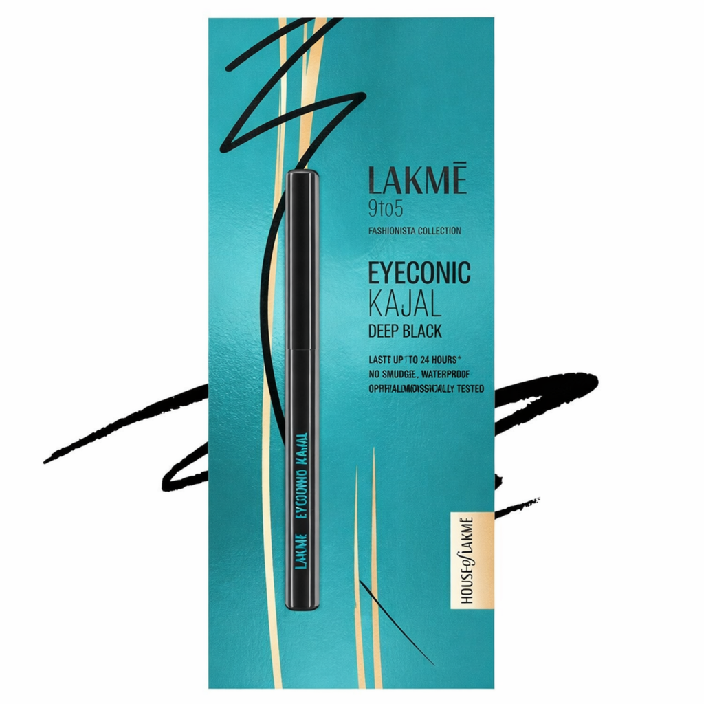 Lakme Eyeconic Kajal packaging with a teal background