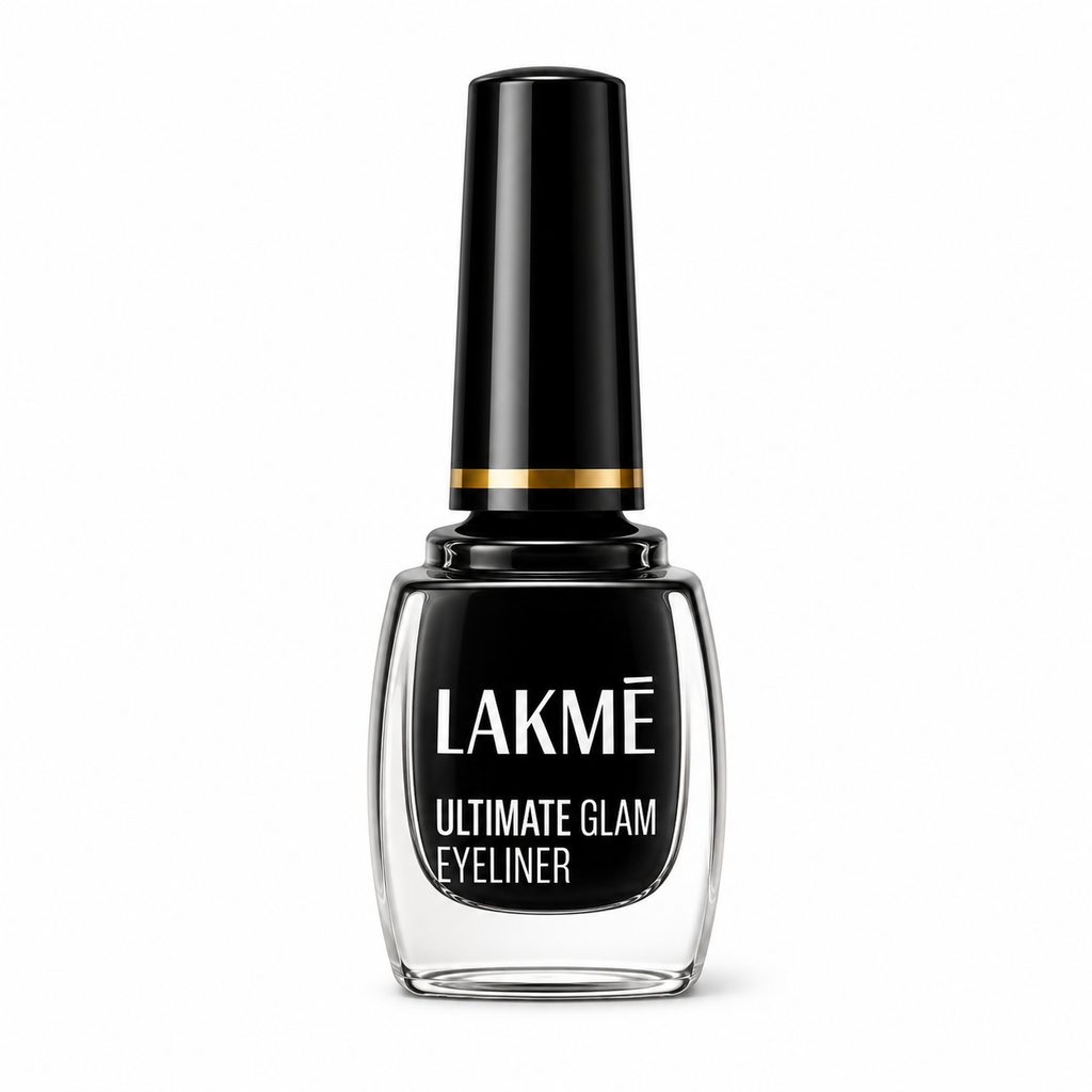 Lakme Ultimate Glam Eyeliner bottle on a white background