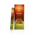 Two packages of Flute Vetivert Incense Sticks on a white background