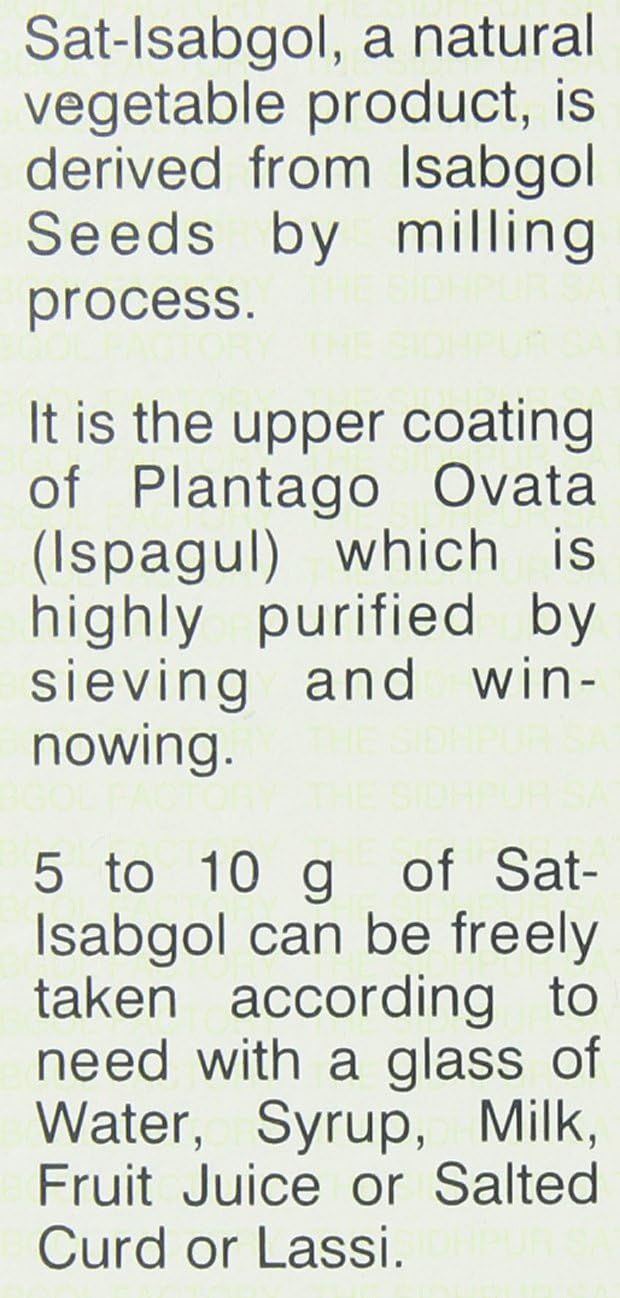 Text describing Sat-Isabgol, a natural vegetable product derived from Isabgol Seeds.
