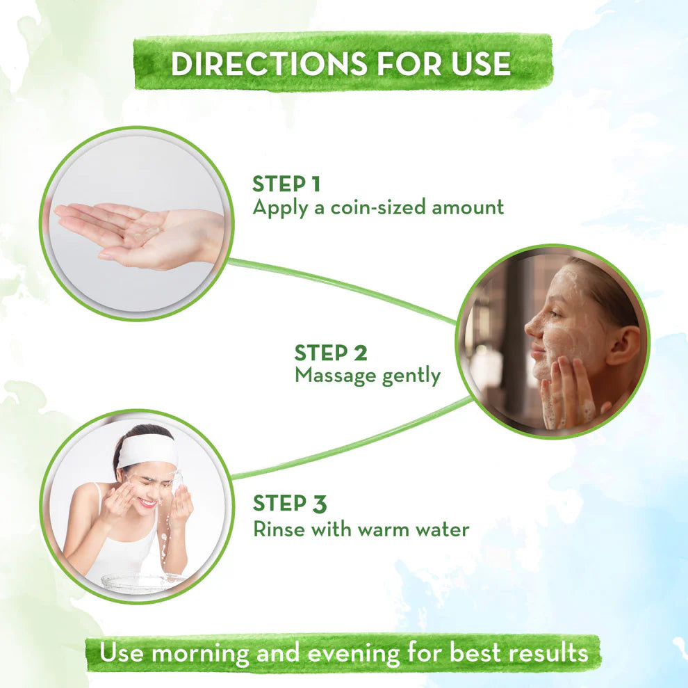Step-by-step guide for using a skincare product with illustrations and text.