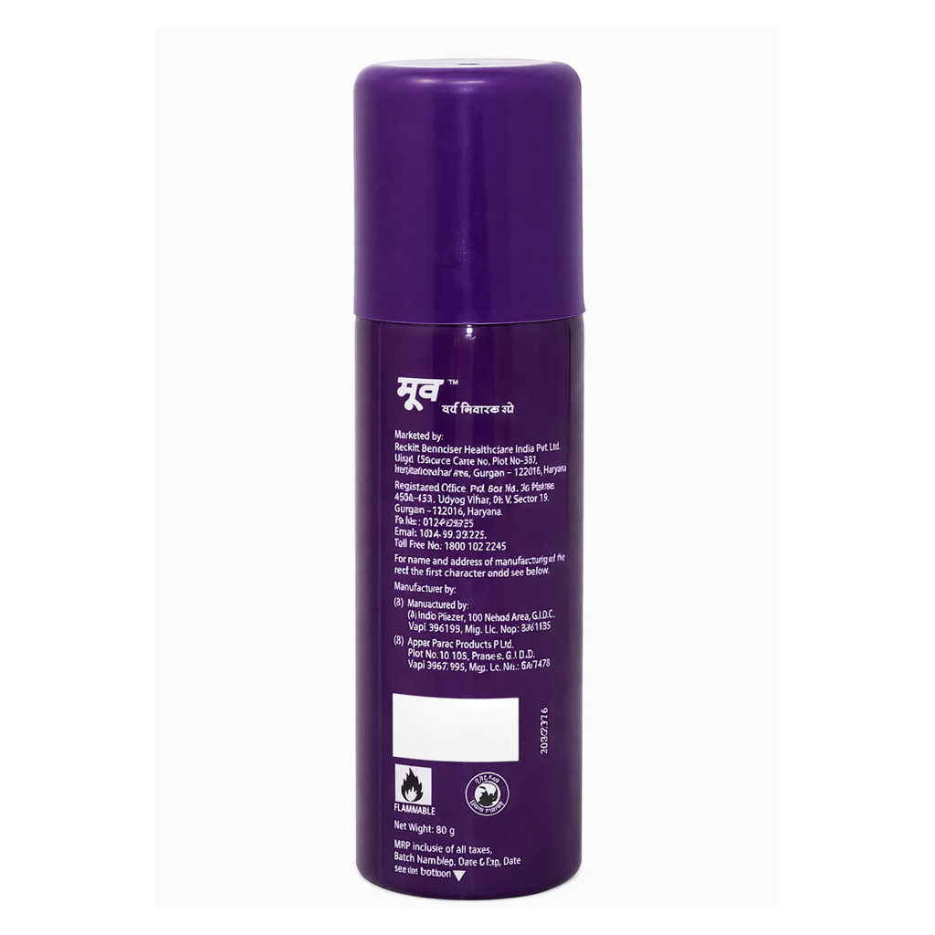 Back of MOOV spray bottle with text on a white background